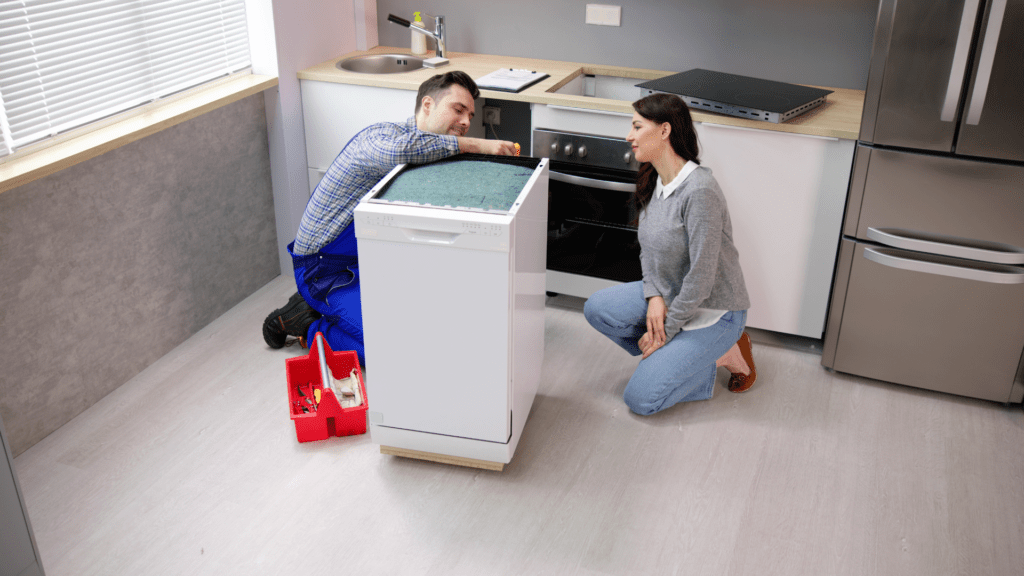 Technician Explaining the Diagnosis of Dishwasher Machine for Appliance Repair in Laurel MD
