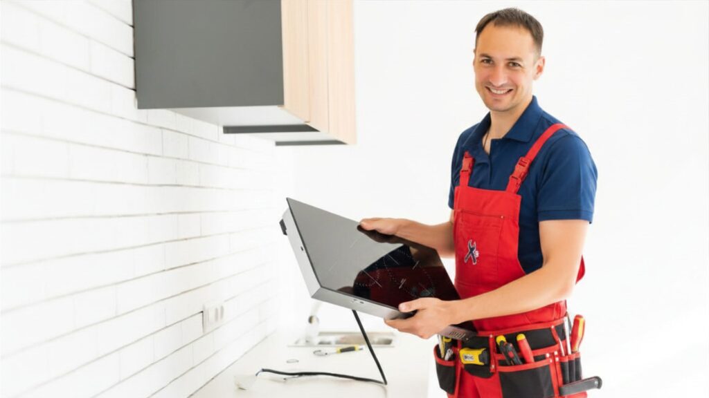 Professional technician repairing a cooktop for appliance repair in Ballenger Creek MD