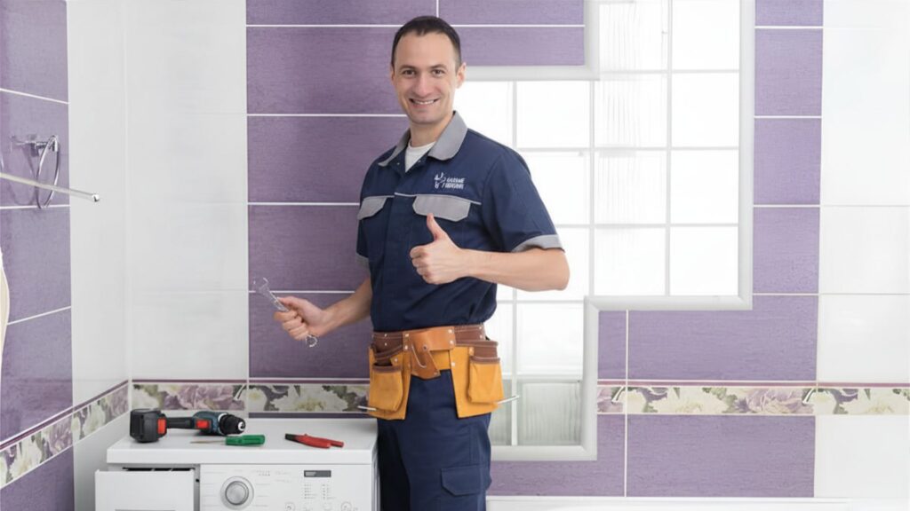 Technician diagnosing a washer for appliance repair in Adamstown MD
