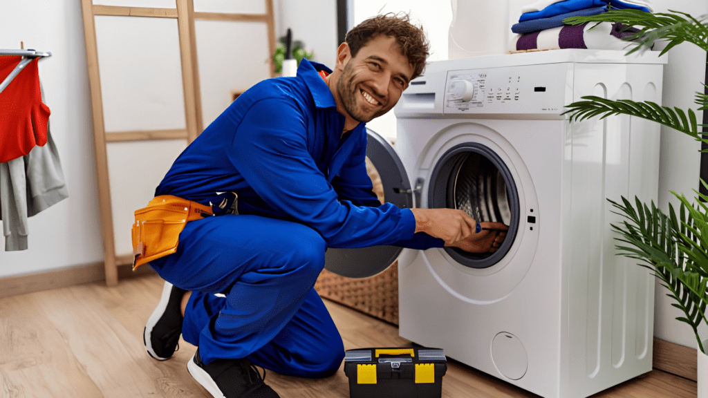 Appliance technician repairing a washing machine for appliance repair in Wheaton MD