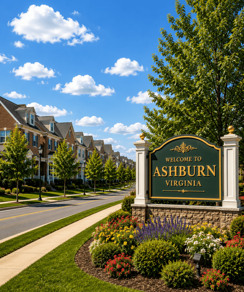 Welcome to Ashburn, Virginia monument sign representing appliance repair in Ashburn VA