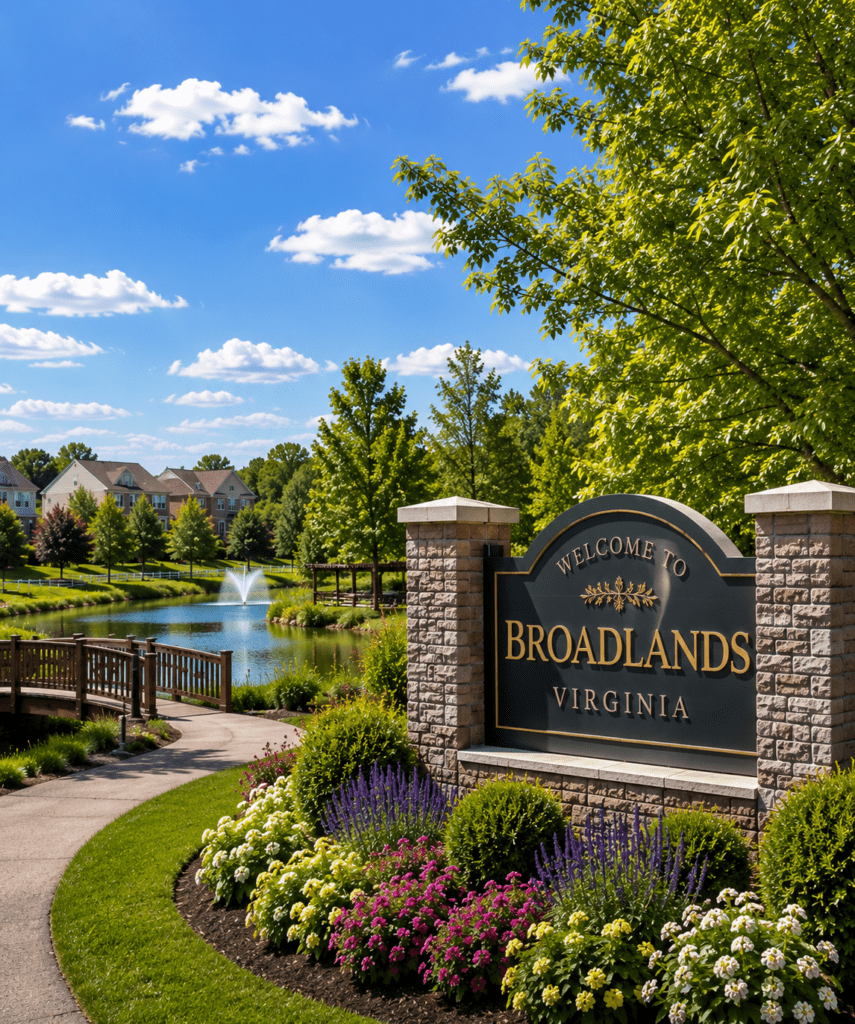 Broadlands Virginia welcome sign with nature center backdrop for appliance repair in Broadlands VA
