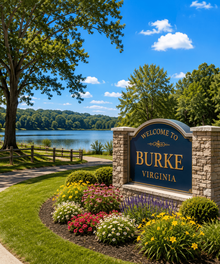 Scenic Burke Lake Park welcome sign representing appliance repair in Burke VA