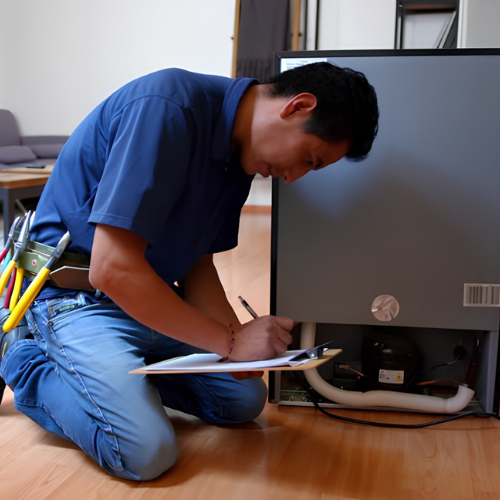 Technician diagnosing a dishwasher for appliance repair in Petworth DC