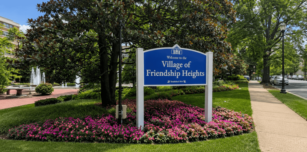 Welcome to the Village of Friendship Heights sign representing appliance repair in Friendship Heights Village MD by DARS Appliance Repair